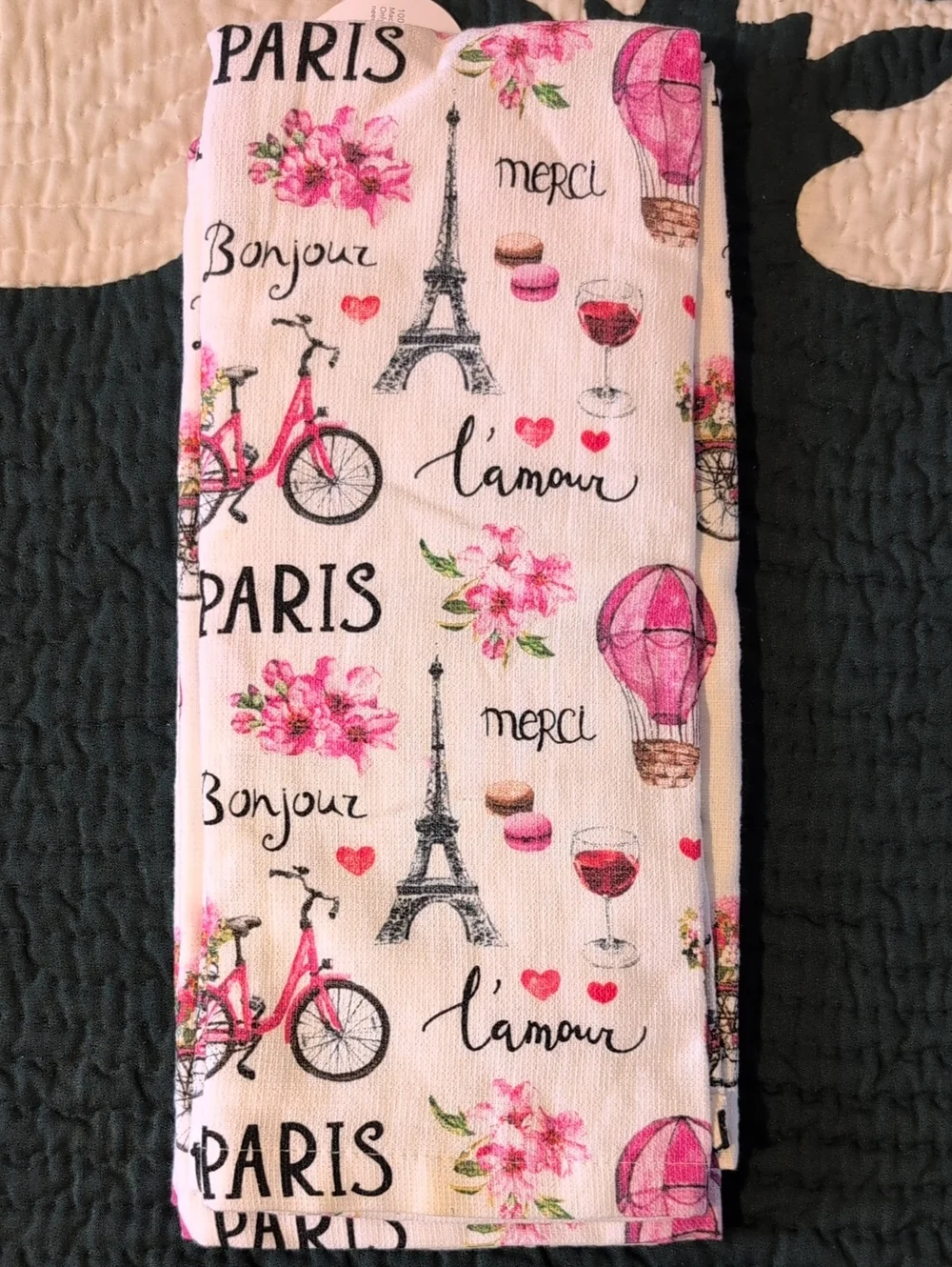 Paris Floral Kitchen Towel - Pink